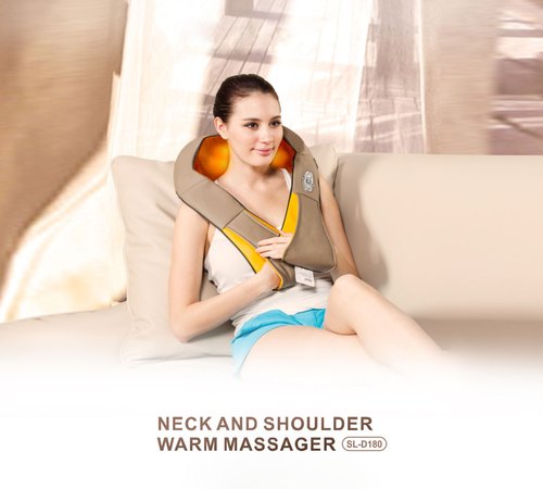 KUMFOR iTE Neck and Shoulder Massager with Adjustable Heat and Strap, Shiatsu 3D Electric Neck Massage, Suitable for Home and Office